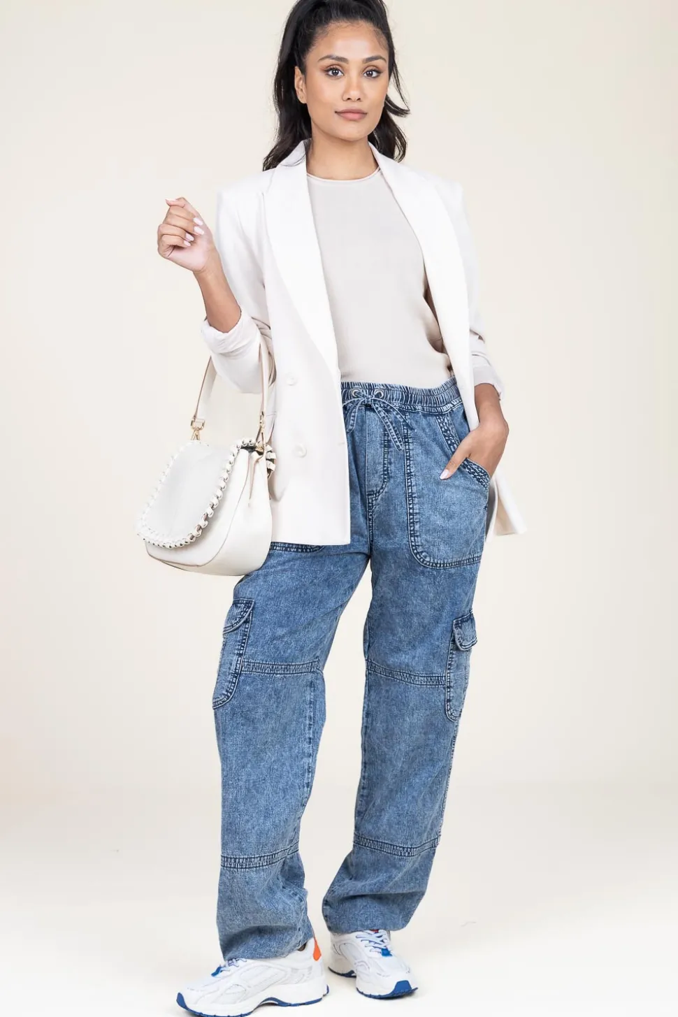 Stretch Double Breasted Blazer Odille | Natural... | Dante 6 | Little Soho