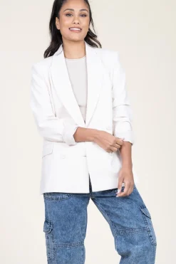 Stretch Double Breasted Blazer Odille | Natural... | Dante 6 | Little Soho