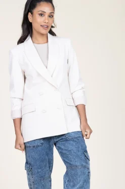 Stretch Double Breasted Blazer Odille | Natural... | Dante 6 | Little Soho