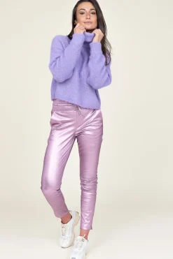 Stretch Leather Metallic Legging Poggy | Purple... | Ibana | Little Soho