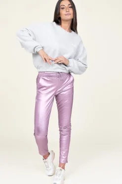 Stretch Leather Metallic Legging Poggy | Purple... | Ibana | Little Soho