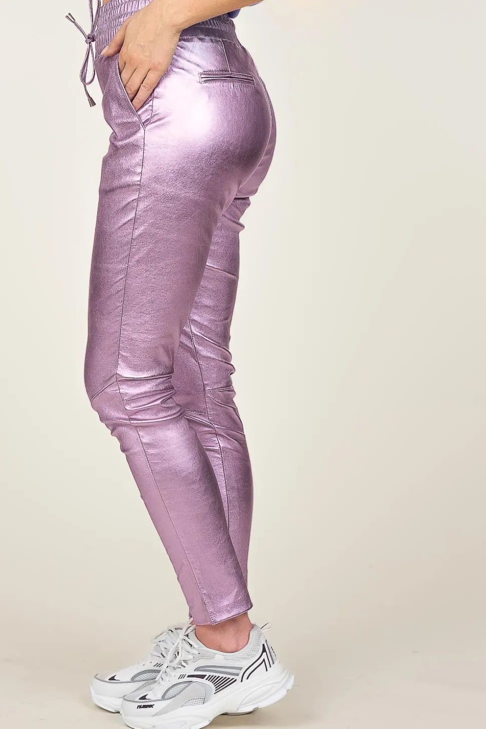 Stretch Leather Metallic Legging Poggy | Purple... | Ibana | Little Soho