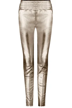 Stretch Leather Metallic Pants Colette | Light Gold... | Ibana | Little Soho