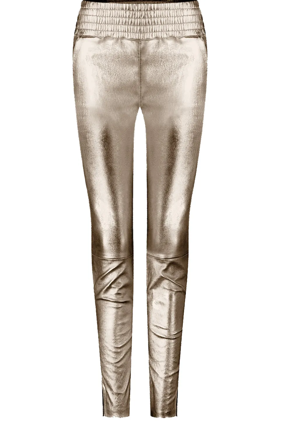 Stretch Leather Metallic Pants Colette | Light Gold... | Ibana | Little Soho