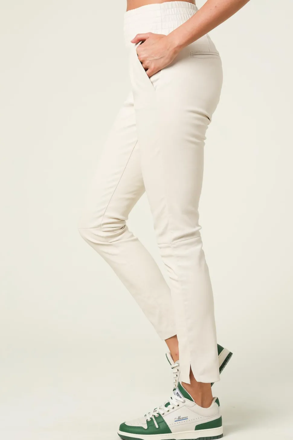 Stretch Leather Pants Colette | White... | Ibana | Little Soho