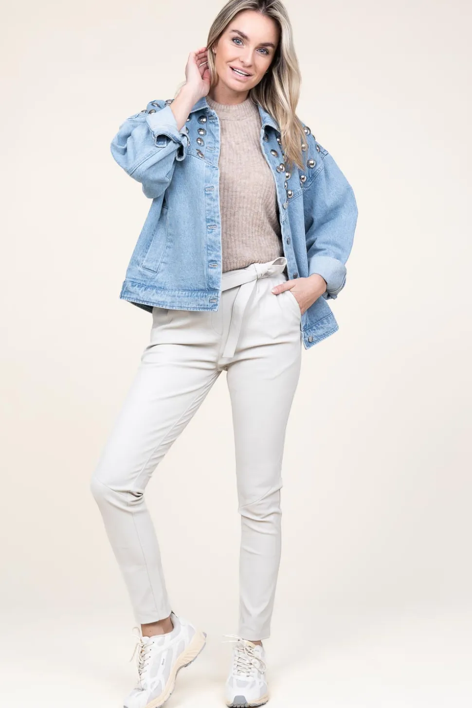 Stretch Leather Paperbag Paula | Naturel... | Ibana | Little Soho