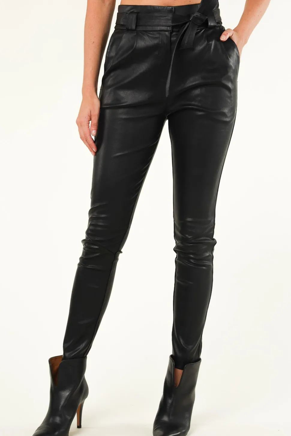 Stretch Leather Paperbag Paula | Black... | Ibana | Little Soho