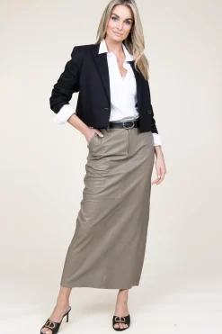 Stretch Leather Pencil Skirt Lori | Green... | Alter Ego | Little Soho