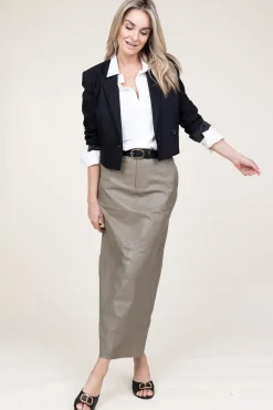 Stretch Leather Pencil Skirt Lori | Green... | Alter Ego | Little Soho