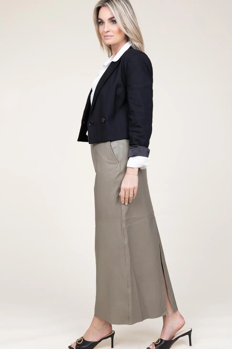 Stretch Leather Pencil Skirt Lori | Green... | Alter Ego | Little Soho