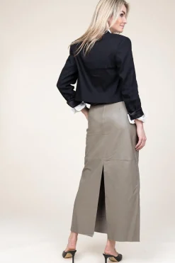 Stretch Leather Pencil Skirt Lori | Green... | Alter Ego | Little Soho