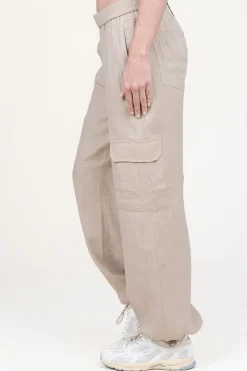 Stretch Linen Mix Trousers Zach | Natural... | Dante 6 | Little Soho