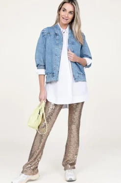 Stretch Pants With Sequins Ella | Gold... | Patrizia Pepe | Little Soho