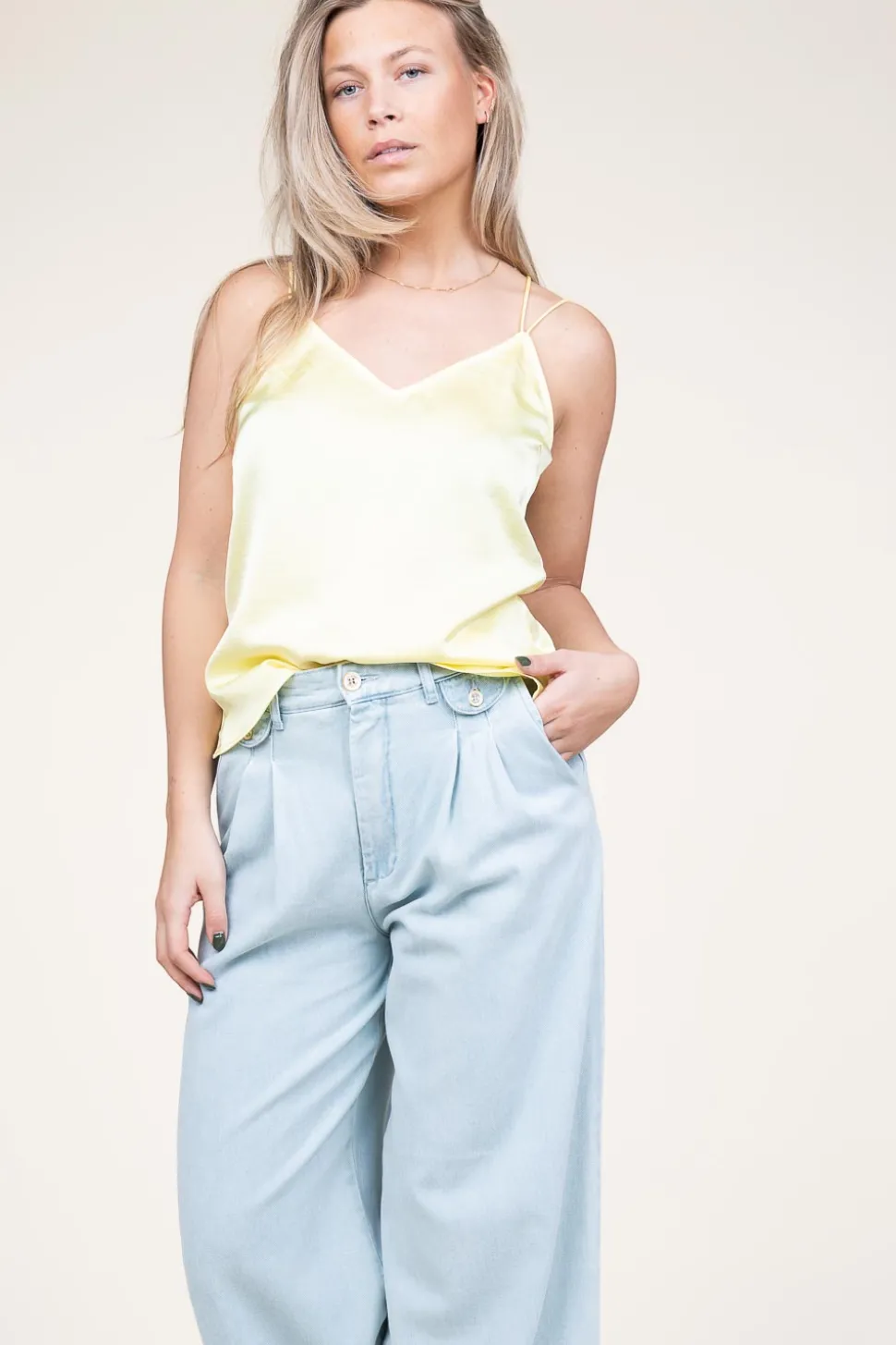 Stretch Satin Top Obu | Yellow... | Dante 6 | Little Soho