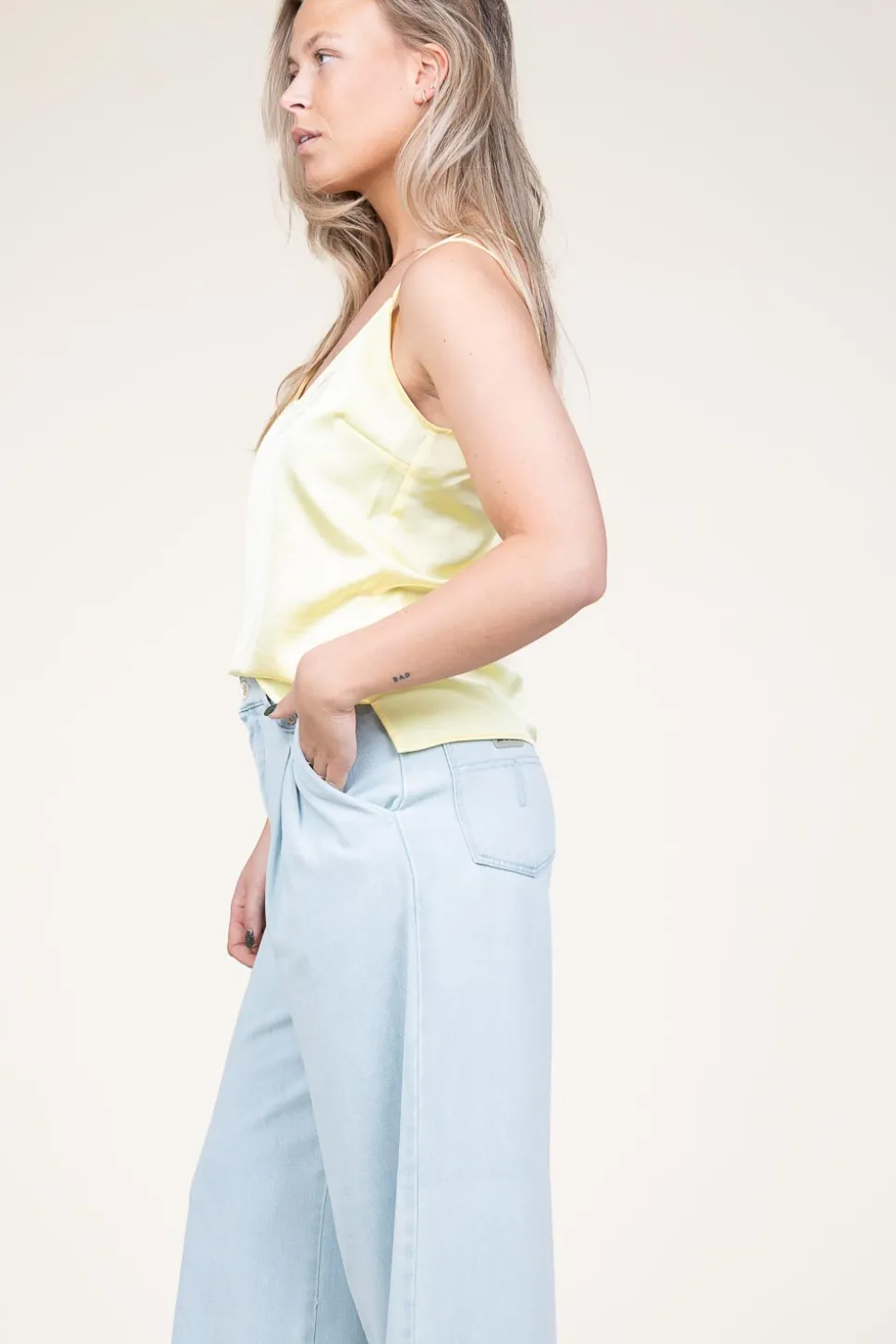 Stretch Satin Top Obu | Yellow... | Dante 6 | Little Soho
