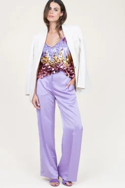 Stretch Satin Trousers Cheers | Purple... | Dante 6 | Little Soho
