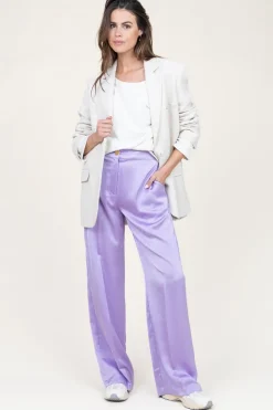 Stretch Satin Trousers Cheers | Purple... | Dante 6 | Little Soho
