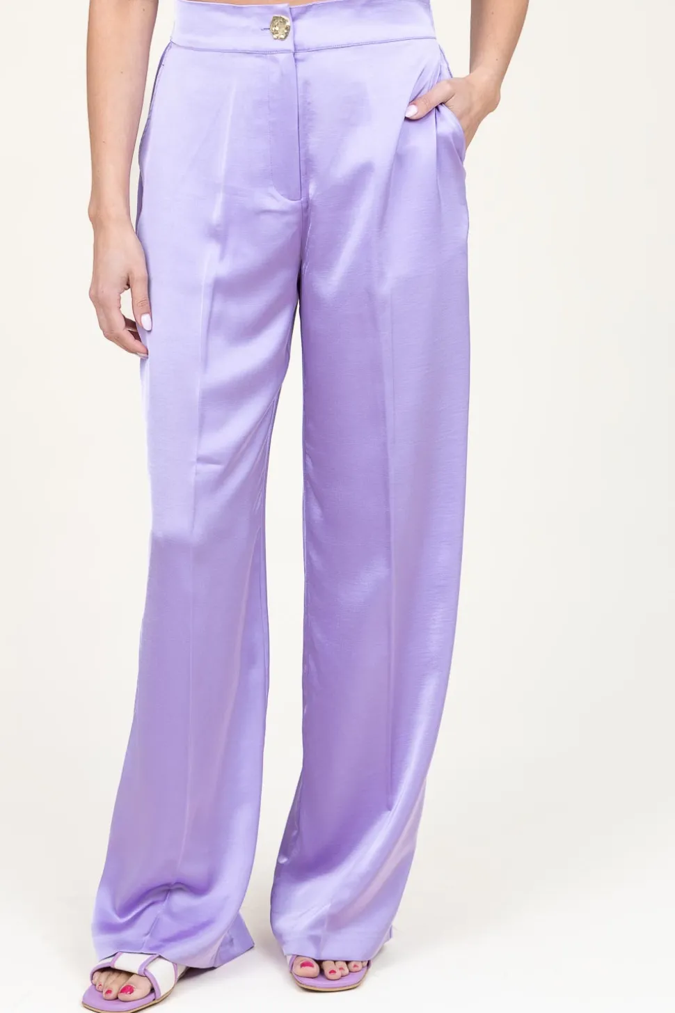 Stretch Satin Trousers Cheers | Purple... | Dante 6 | Little Soho