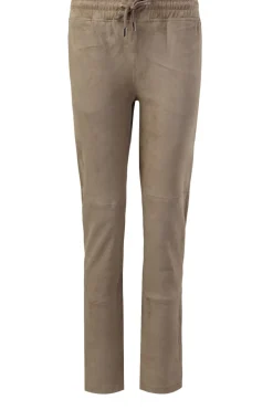 Stretch Suede Jogger Noami | Taupe... | Studio Ar | Little Soho