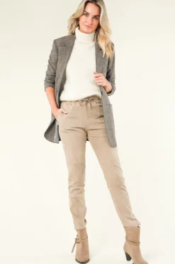 Stretch Suede Jogger Noami | Taupe... | Studio Ar | Little Soho