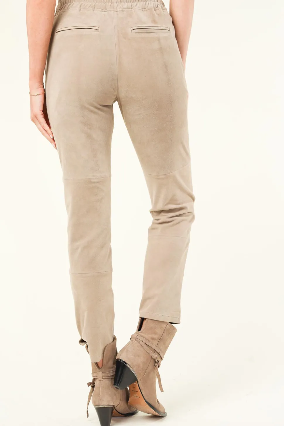 Stretch Suede Jogger Noami | Taupe... | Studio Ar | Little Soho