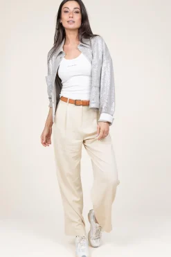 Stretch Trousers Gona | Natural... | Ba&Sh | Little Soho