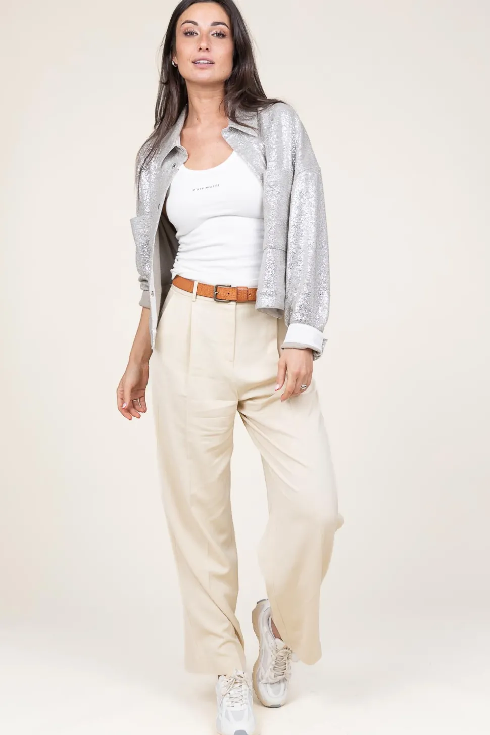 Stretch Trousers Gona | Natural... | Ba&Sh | Little Soho