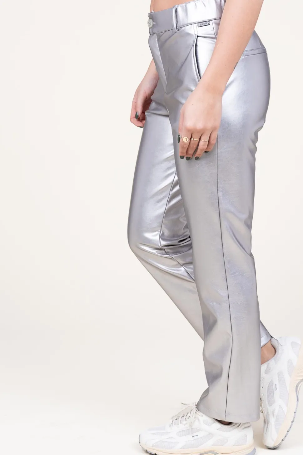 Stretchy Metallic Pants Great | Silver... | D-Etoiles Casiope | Little Soho