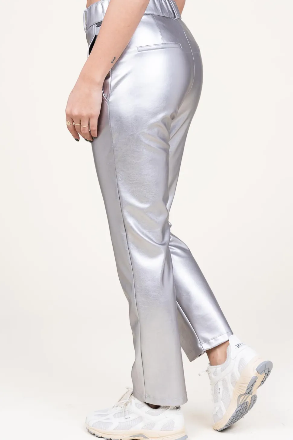 Stretchy Metallic Pants Great | Silver... | D-Etoiles Casiope | Little Soho