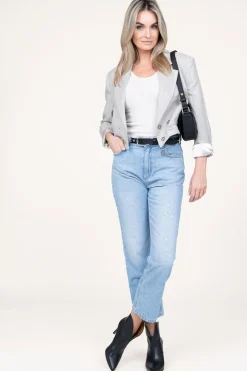 Striped Cropped Blazer Mille | Grey... | Aaiko | Little Soho