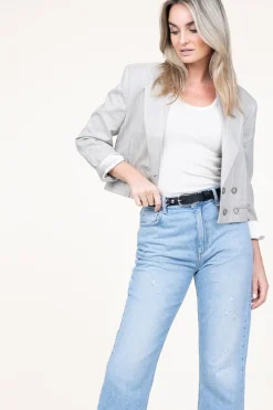 Striped Cropped Blazer Mille | Grey... | Aaiko | Little Soho