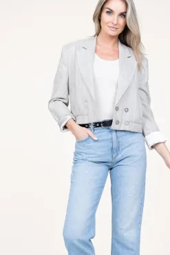 Striped Cropped Blazer Mille | Grey... | Aaiko | Little Soho