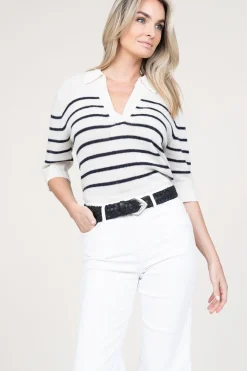 Striped Soft Sweater Jackey | Natural... | Dante 6 | Little Soho
