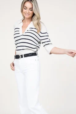 Striped Soft Sweater Jackey | Natural... | Dante 6 | Little Soho