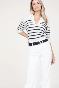 Striped Soft Sweater Jackey | Natural... | Dante 6 | Little Soho