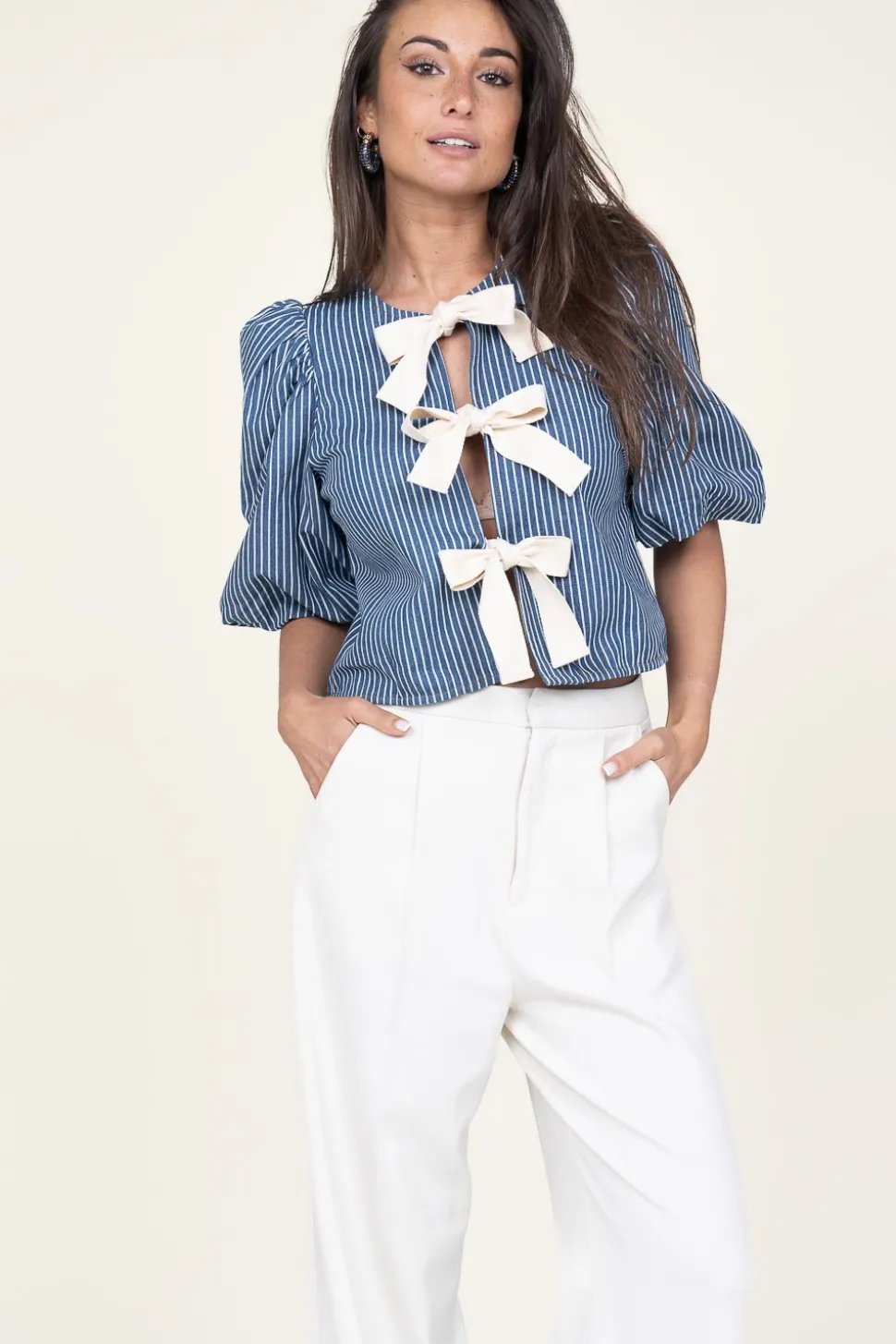 Striped Top With Bow Details Billy | Blue... | Co'Couture | Little Soho
