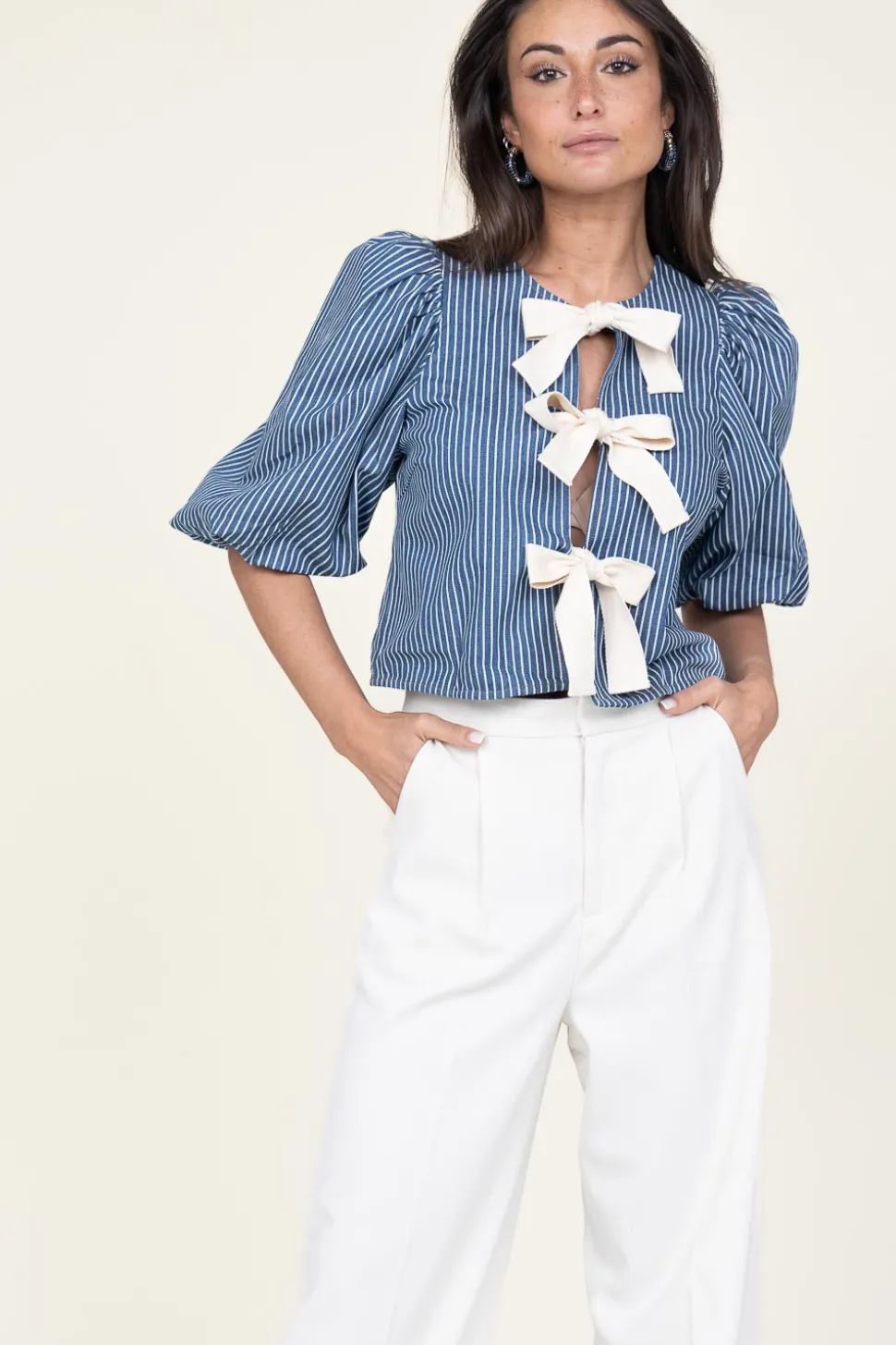 Striped Top With Bow Details Billy | Blue... | Co'Couture | Little Soho