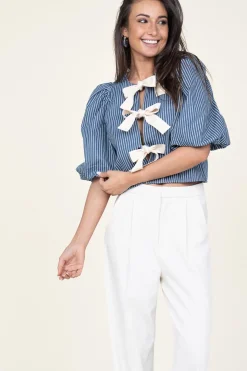 Striped Top With Bow Details Billy | Blue... | Co'Couture | Little Soho