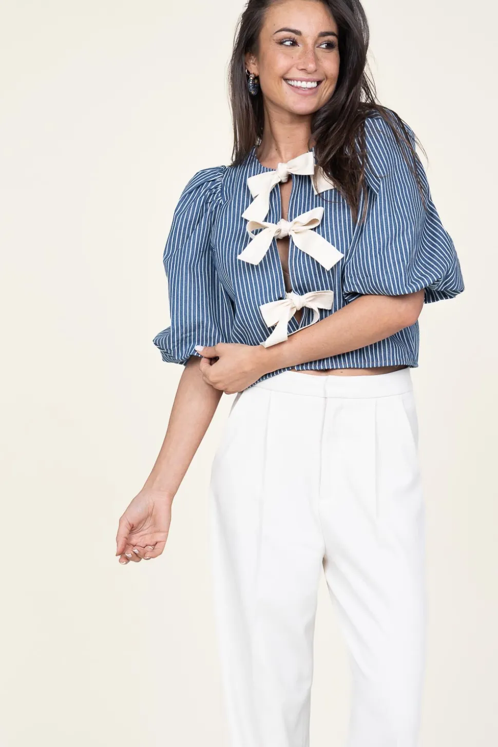 Striped Top With Bow Details Billy | Blue... | Co'Couture | Little Soho