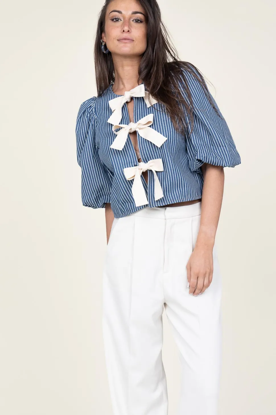 Striped Top With Bow Details Billy | Blue... | Co'Couture | Little Soho