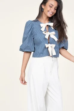 Striped Top With Bow Details Billy | Blue... | Co'Couture | Little Soho