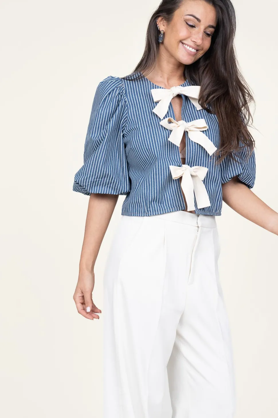 Striped Top With Bow Details Billy | Blue... | Co'Couture | Little Soho