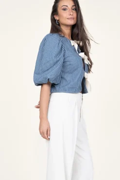 Striped Top With Bow Details Billy | Blue... | Co'Couture | Little Soho