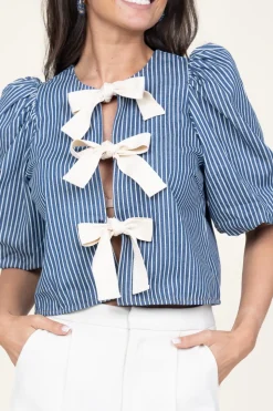 Striped Top With Bow Details Billy | Blue... | Co'Couture | Little Soho