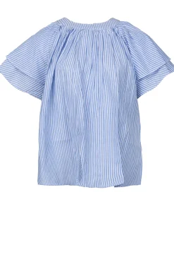 Striped Top With Ruffle Sleeves Truff | Blue... | Ibana | Little Soho