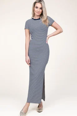 Striped Tricot Maxi Dress Christine | Blue... | Lollys Laundry | Little Soho