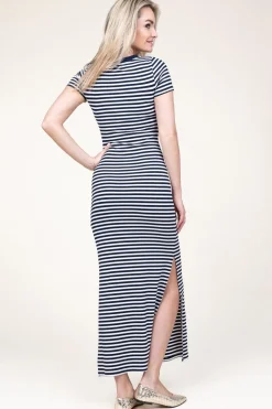 Striped Tricot Maxi Dress Christine | Blue... | Lollys Laundry | Little Soho