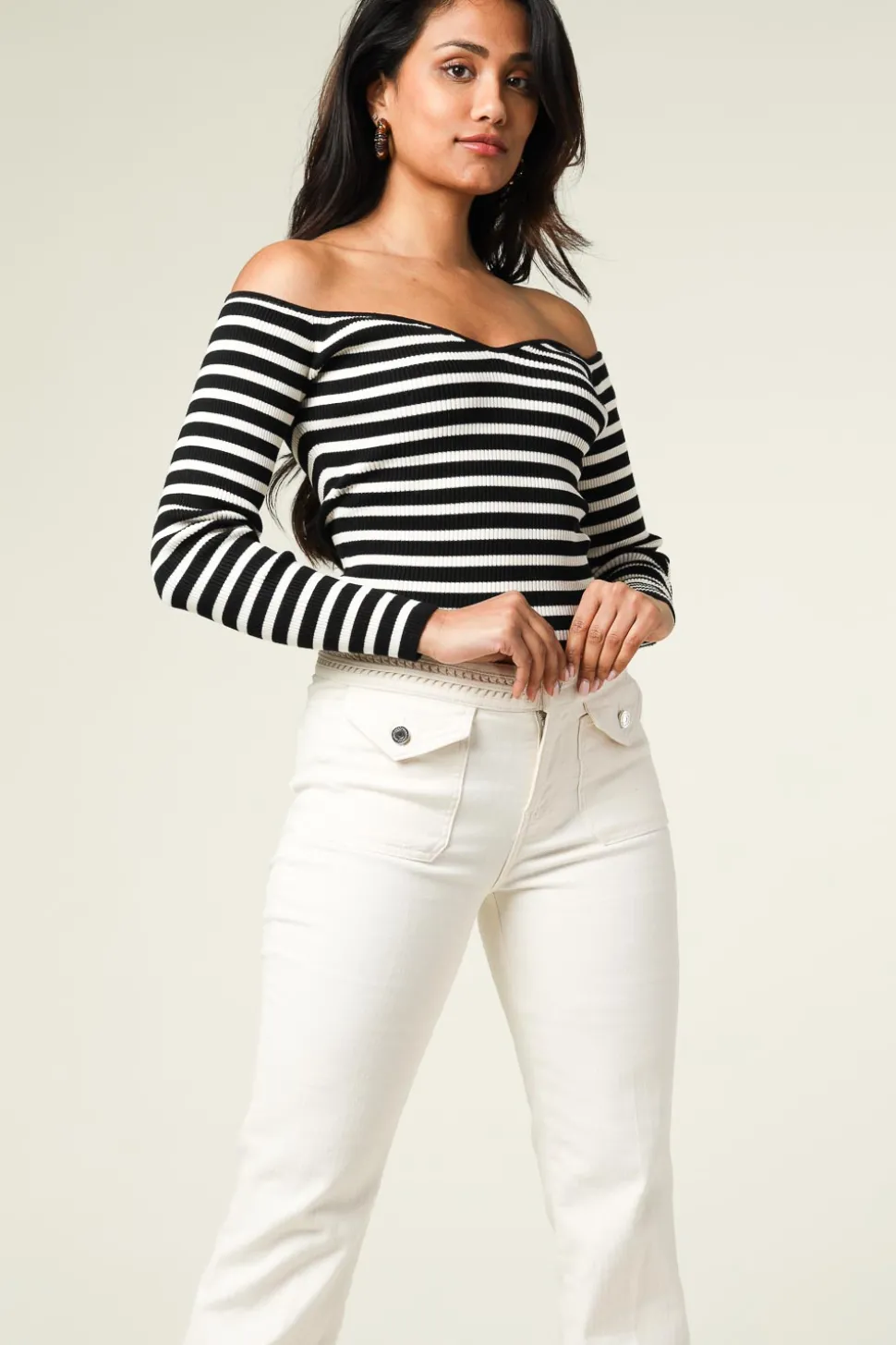 Striped Tricot Top Owais | Black & White... | Ba&Sh | Little Soho