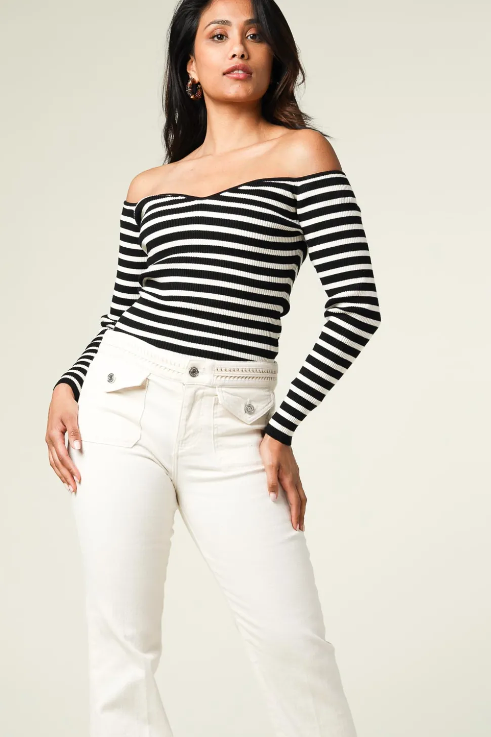 Striped Tricot Top Owais | Black & White... | Ba&Sh | Little Soho