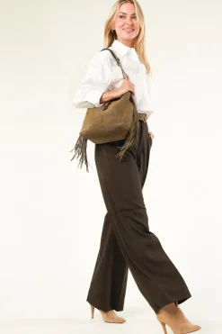 Suede Fringe Bag Cleo Large | Green... | Vanessa Bruno | Little Soho